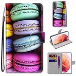 For Samsung Galaxy S21 5G Coloured Drawing Cross Texture Horizontal Flip PU Leather Case with Holder & Card Slots & Wallet & Lanyard(Colorful Layer Cake)