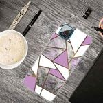 For Samsung Galaxy A12 Marble Shockproof  TPU Protective Case(Rhombus Gray Purple)