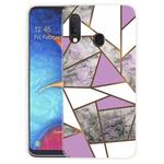 For Samsung Galaxy A20e Marble Shockproof  TPU Protective Case(Rhombus Gray Purple)