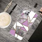 For Samsung Galaxy A42 5G Marble Shockproof  TPU Protective Case(Rhombus Gray Purple)