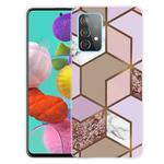 For Samsung Galaxy A72 5G / 4G Marble Shockproof  TPU Protective Case(Rhombus Orange Purple)