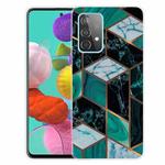 For Samsung Galaxy A72 5G / 4G Marble Shockproof  TPU Protective Case(Rhombus Dark Green)