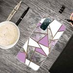 For Samsung Galaxy S20 FE Marble Shockproof  TPU Protective Case(Rhombus Gray Purple)