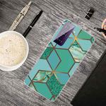 For Samsung Galaxy S21 5G Marble Shockproof TPU Protective Case(Rhombus Green)
