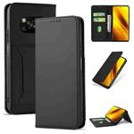 For Xiaomi Poco X3 Strong Magnetism Liquid Feel Horizontal Flip Leather Case with Holder & Card Slots & Wallet(Black)
