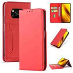 For Xiaomi Poco X3 Strong Magnetism Liquid Feel Horizontal Flip Leather Case with Holder & Card Slots & Wallet(Red)