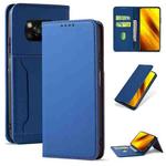 For Xiaomi Poco X3 Strong Magnetism Liquid Feel Horizontal Flip Leather Case with Holder & Card Slots & Wallet(Blue)
