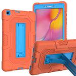 For Samsung Galaxy Tab A 8.0 (2019) / T290 Contrast Color Robot Shockproof Silicone + PC Protective Case with Holder(Orange Blue)