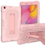 For Samsung Galaxy Tab A 8.0 (2019) / T290 Contrast Color Robot Shockproof Silicone + PC Protective Case with Holder(Rose Gold)