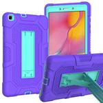 For Samsung Galaxy Tab A 8.0 (2019) / T290 Contrast Color Robot Shockproof Silicone + PC Protective Case with Holder(Purple Mint Green)