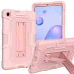 For Samsung Galaxy Tab A 8.4 (2020) / T307 Contrast Color Robot Shockproof Silicone + PC Protective Case with Holder(Rose Gold)