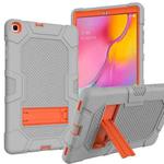 For Samsung Galaxy Tab A 10.1 (2019) / T510 Contrast Color Robot Shockproof Silicone + PC Protective Case with Holder(Grey Orange)