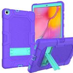 For Samsung Galaxy Tab A 10.1 (2019) / T510 Contrast Color Robot Shockproof Silicone + PC Protective Case with Holder(Purple Mint Green)