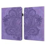 For Amazon Kindle Fire HD 10 2016/2017/2018/2019 Peacock Embossed Pattern TPU + PU Horizontal Flip Leather Case with Holder & Card Slots & Wallet & Sleep / Wake-up Function(Purple)