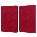 For Amazon Kindle Fire HD 8 2020 Peacock Embossed Pattern TPU + PU Horizontal Flip Leather Case with Holder & Card Slots & Wallet & Sleep / Wake-up Function(Red)