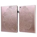 For Amazon Kindle Fire HD 8 2016/2017/2018/2019 Peacock Embossed Pattern TPU + PU Horizontal Flip Leather Case with Holder & Card Slots & Wallet (Rose Gold)
