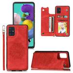 For Samsung Galaxy A02s (US Version) Mandala Embossed PU + TPU Case with Holder & Card Slots & Photo Frame & Strap(Red)