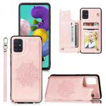 For Samsung Galaxy A52 5G / 4G Mandala Embossed PU + TPU Case with Holder & Card Slots & Photo Frame & Strap(Rose Gold)