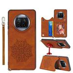 For Xiaomi Mi 10T Lite 5G Mandala Embossed PU + TPU Case with Holder & Card Slots & Photo Frame & Strap(Brown)