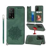 For Xiaomi Mi 10T Pro 5G Mandala Embossed PU + TPU Case with Holder & Card Slots & Photo Frame & Strap(Green)