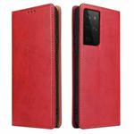 For Samsung Galaxy S21 Ultra 5G Fierre Shann PU Genuine Leather Texture Horizontal Flip Leather Case with Holder & Card Slots & Wallet(Red)