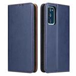 For Samsung Galaxy S20 FE / S20 Lite Fierre Shann PU Genuine Leather Texture Horizontal Flip Leather Case with Holder & Card Slots & Wallet(Blue)