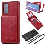 Vertical Flip Wallet Shockproof Back Cover Protective Case with Holder & Card Slots & Lanyard & Photos Frames For Samsung Galaxy Note20(Red)