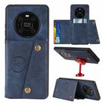 For Huawei Mate 40 Double Buckle PU + TPU Shockproof Magnetic Protective Case with Card Slot & Holder(Blue)