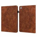 For Samsung Galaxy Tab A7 T500 Peacock Embossed Pattern TPU + PU Horizontal Flip Leather Case with Holder & Card Slots & Wallet(Brown)