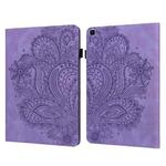 For Samsung Galaxy Tab A 8.0 (2019) T290 Peacock Embossed Pattern TPU + PU Horizontal Flip Leather Case with Holder & Card Slots & Wallet(Purple)