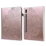 For Samsung Galaxy Tab S8 / Galaxy Tab S7 T875 Peacock Embossed Pattern TPU + PU Horizontal Flip Leather Case with Holder & Card Slots & Wallet(Rose Gold)
