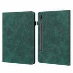 For Samsung Galaxy Tab S8 / Galaxy Tab S7 T875 Peacock Embossed Pattern TPU + PU Horizontal Flip Leather Case with Holder & Card Slots & Wallet(Green)