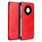 For Huawei Mate 40 Pro Fierre Shann Crazy Horse Texture Horizontal Flip PU Leather Case with Smart View Window & Sleep Wake-up Function(Red)
