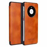 For Huawei Mate 40 Pro Fierre Shann Crazy Horse Texture Horizontal Flip PU Leather Case with Smart View Window & Sleep Wake-up Function(Brown)