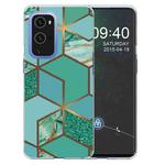 For OnePlus 9 Marble Pattern Shockproof  TPU Protective Case(Rhombus Green)