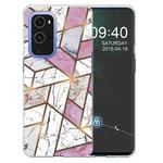For OnePlus 9 Marble Pattern Shockproof  TPU Protective Case(Rhombus White Purple)