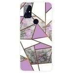 For OnePlus Nord N100 Marble Pattern Shockproof  TPU Protective Case(Rhombus Gray Purple)