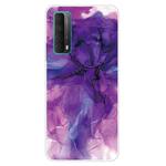 For Huawei P Smart 2021 Marble Pattern Shockproof  TPU Protective Case(Abstract Purple)