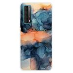 For Huawei P Smart 2021 Marble Pattern Shockproof  TPU Protective Case(Abstract Blue)