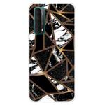 For Huawei P Smart 2021 Marble Pattern Shockproof  TPU Protective Case(Rhombus Black)