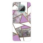 For Xiaomi Mi 10T Lite Marble Pattern Shockproof  TPU Protective Case(Rhombus Gray Purple)