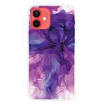 For iPhone 12 mini Marble Pattern Shockproof  TPU Protective Case (Abstract Purple)
