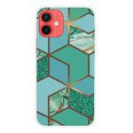 For iPhone 12 mini Marble Pattern Shockproof  TPU Protective Case (Rhombus Green)