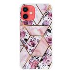 For iPhone 12 mini Marble Pattern Shockproof  TPU Protective Case (Rhombus Rose)