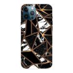 For iPhone 12 Pro Max Marble Pattern Shockproof  TPU Protective Case(Rhombus Black)