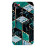 For iPhone SE 2022 / SE 2020 / 8 / 7 Marble Pattern Shockproof  TPU Protective Case(Rhombus Dark Green)