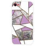 For iPhone SE 2022 / SE 2020 / 8 / 7 Marble Pattern Shockproof  TPU Protective Case(Rhombus Gray Purple)
