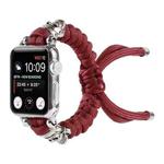 Skull Umbrella Cord Braided Watch Band For Apple Watch Ultra 49mm / Series 8&7 45mm / SE 2&6&SE&5&4 44mm / 3&2&1 42mm(Dark Red)