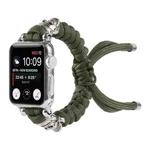 Skull Umbrella Cord Braided Watch Band For Apple Watch Ultra 49mm / Series 8&7 45mm / SE 2&6&SE&5&4 44mm / 3&2&1 42mm(Dark Green)