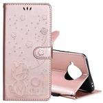 For Xiaomi 10T Lite 5G / Redmi Note 9 Pro 5G Cat Bee Embossing Pattern Shockproof Horizontal Flip Leather Case with Holder & Card Slots & Wallet(Rose Gold)